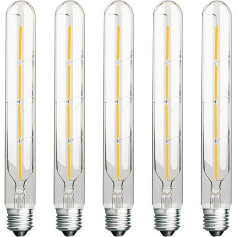 Lot de 5 Ampoules LED tubulaires à filament de style Edison 4W Équivalent Halogène de 40W Culot E27 Blanc Froid 6000K Non dimmable