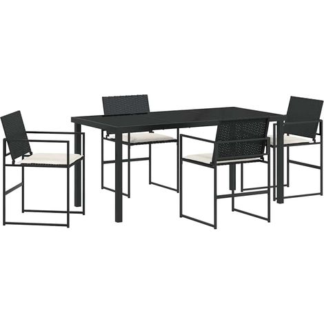 Ensemble de salle à manger pour jardin 5 pcs,Salon de jardin Noir Poly rotin CFW22553 (1/5)