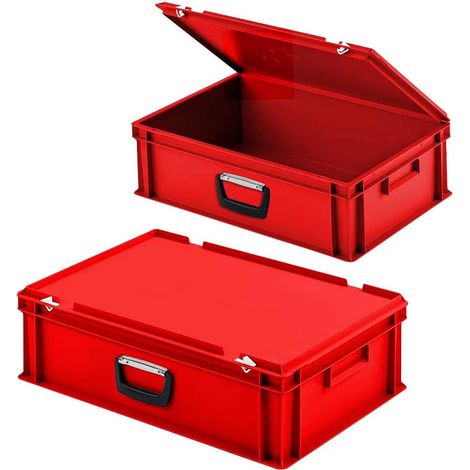 BRB Lot de 2 valises empilables en polypropylène Rouge 600 x 400 x 185 mm