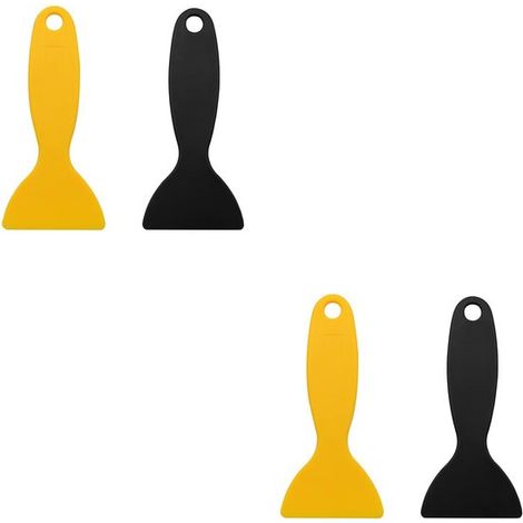 Ensemble de quatre grattoirs en plastique - 12,9 x 6 cm - Jaune, Noir - Grattoir à peinture flexible - Matériau ABS - Couteau à mastic (1/5)