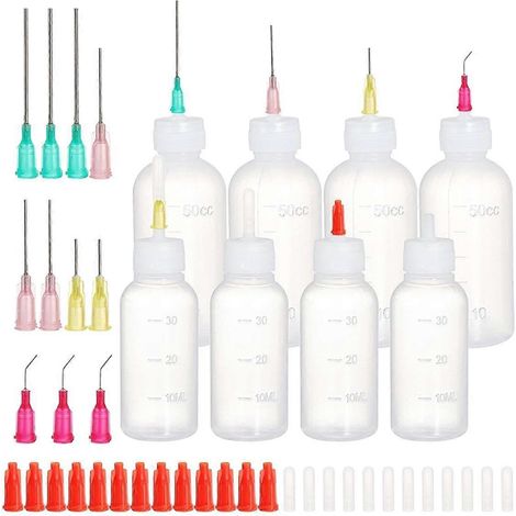 Flacon applicateur de colle à embout précis, seringue en plastique de 30 ml et 50 ml, flacon souple pour peinture et loisirs créatifs (quilling). (1/4)