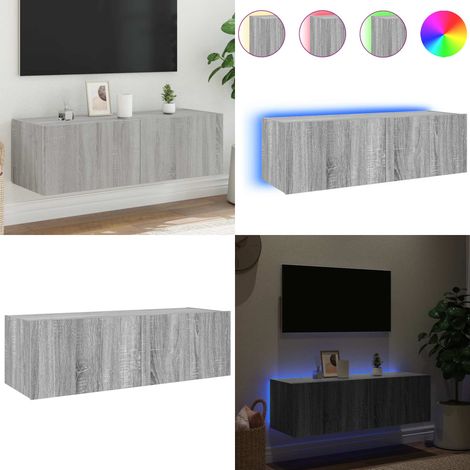 TV-Wandschrank mit LED-Leuchten Grau Sonoma 100x35x31 cm - TV Schrank - Wandregal - Fernsehschrank - Regal Grau - LED Beleuchtung - Home & Living (1/5)