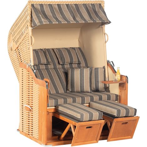 Strandkorb Rustikal 255 Plus 2-Sitzer KS-beige Stoff 1167