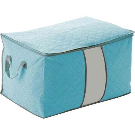 Boîte De Rangement Pour Couettes - Non Tissé PVC - Fenêtre Transparente - Fermeture Éclair Bidirectionnelle - 60 X 42 X 36 Cm - 1 Pièce