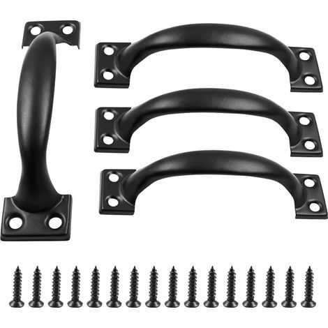 4 Poignées Mat pour Porte Grange Armoire Tiroir 139mm Métal Noir (1/5)