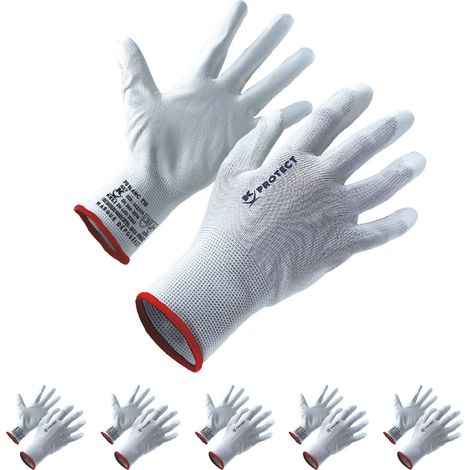 KELI - Lot 5 Gants PU Blanc T07 (1/5)