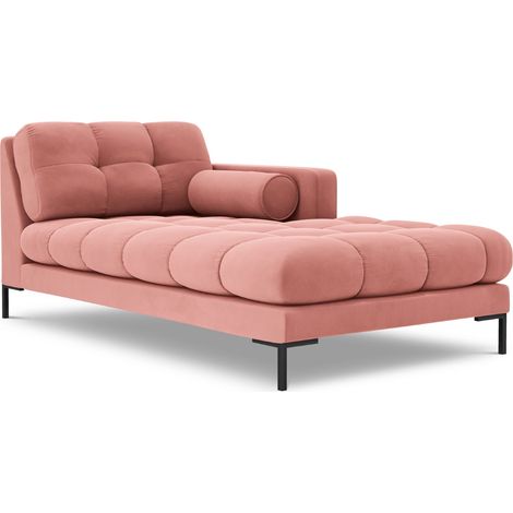 Méridienne droite en velours rose (1/5)