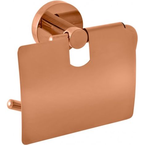 Porte papier toilettes avec couvercle COLORADO en laiton rose gold brossé 14,2cm (1/2)