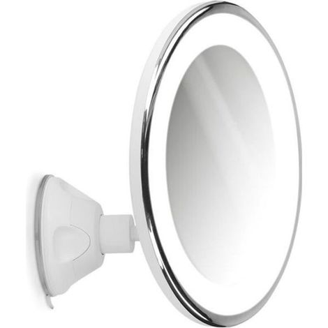 Navaris Miroir grossissant éclairage LED - Zoom 10x rotation 360° - Miroir mural lumineux avec ventouse - Salle de bain maquillage b (1/4)