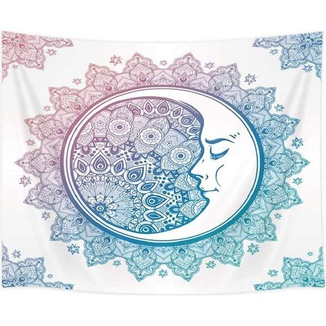 Tenture Murale Mandala 230x180cm, Décor Hippie Bohème Indien, Tapisserie Étoile et Lune, Panneau Décoratif pour Salon Chambre Studio (1/5)