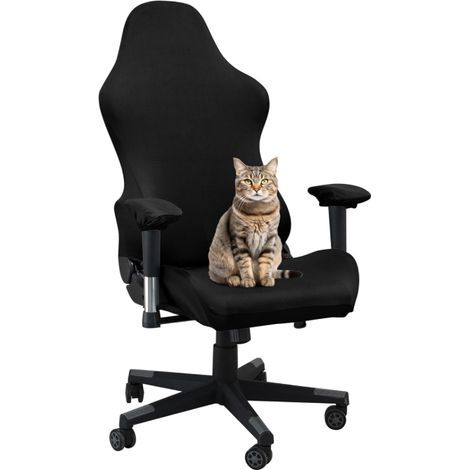 Gaming-Stuhlbezüge, dehnbarer Computerstuhlbezug, Bürostuhlbezug, Kratzschutz, Stuhlbezüge (nur Bezüge, schwarz)