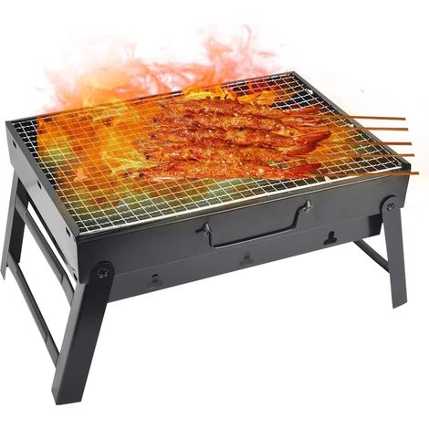 Barbecue portatif Grille de barbecue pliable Grille de charbon de bois de poêle portative extérieure (1/5)