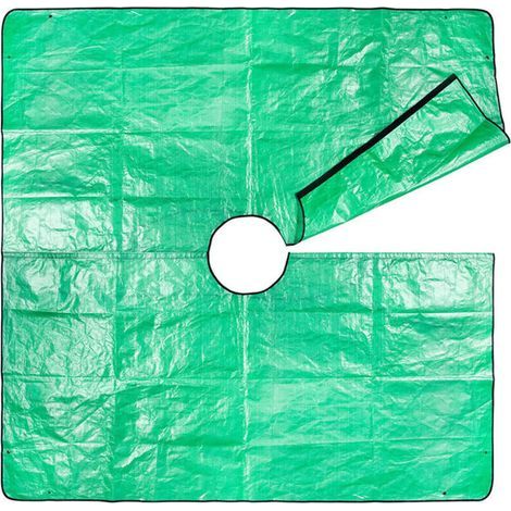 Lntyq Bâche d'aménagement paysager pour tailler avec trou de 30 cm, bâche d'élagage pour arbres de jardin, bâche d'élagage de 200 x 200 cm, quatre coins avec boucles d'angle pour une fixation facile (1/4)