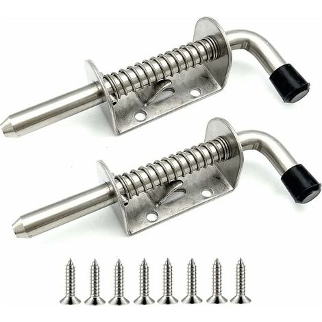 Set of 2 stainless steel spring latches for garage doors, garden sheds, yards, chicken coops (128 mm) - INHHUB (1/5)