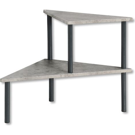 Étagère de cuisine d'angle, étagère à 2 niveaux, gris avec effet béton, Kesper (1/3)