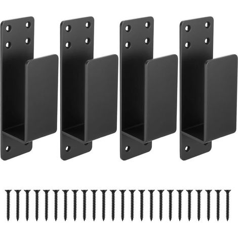 Supports de barricade en forme de U Lot de 4 Acier noir robuste Renfort de porte 2x4 Sécurité de garage (1/5)