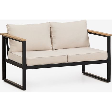 Divano da giardino a 2 posti in alluminio e legno di acacia Lipov SKLUM            