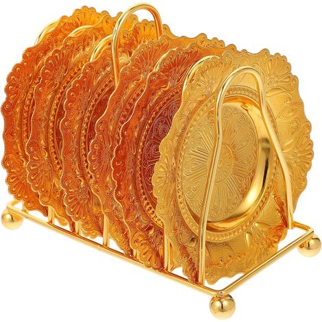 Assiette Plate Dorée avec Support en Fer pour Fruits et Snacks, Rangement Pratique, Design Moderne Élégant, Présent Pendaison de Crémaillère (1/5)
