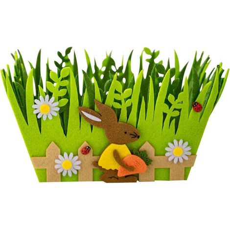 Panier décoré de lapins verts pour Pâques, idéal pour les fêtes de famille et les enfants. (1/5)
