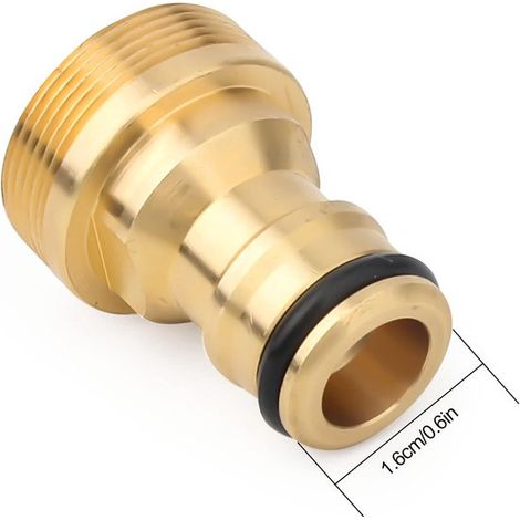 2 conectores universales de latón para grifo mezclador (F22M24), adaptadores de manguera de jardín de acoplamiento rápido (rosca externa, color dorado) (1/4)