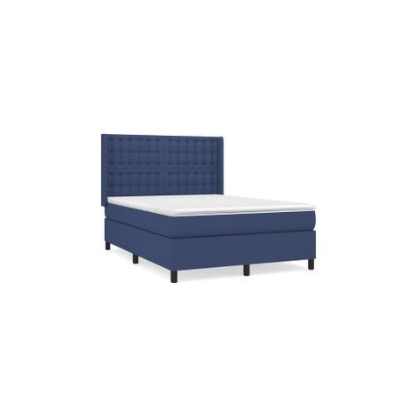 Sommier à lattes de lit avec matelas Bleu 140x190 Tissu (1/5)