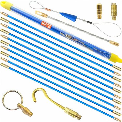 Wire Puller - Fiberglass Rods - 33 Cm - Retractable Cable Installation Kit - For Ducts And Pipes - 10 Pieces (1/5)