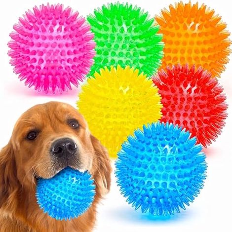 Pelotas chirriantes para perros - 6 pelotas con pinchos para perros pequeños y grandes - Juguetes seguros y divertidos para perros (1/5)