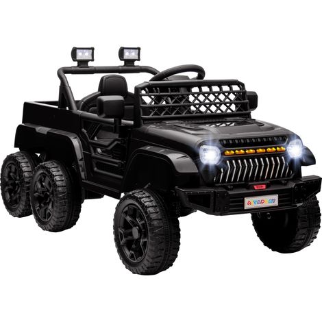 Voiture électrique enfant buggy 2 moteurs 12V 3 vitesses avec remorque arrière, noir, dimensions 122x62,5x65 cm (1/5)