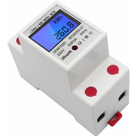Einphasiger DIN-Schienen-Energiezähler 5–80 A 220 V 50 Hz elektronischer kWh-Zähler mit hintergrundbeleuchtetem LCD-Digitaldisplay DDM15SD (1/5)