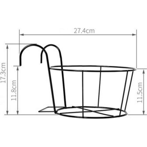 Support et plateau pour jardinière, support rond pour jardinière de balcon, support de pot de clôture en métal, clôture de jardinière suspendue, adapté au balcon, au jardin, à la clôture, à l'intérieu (1/4)