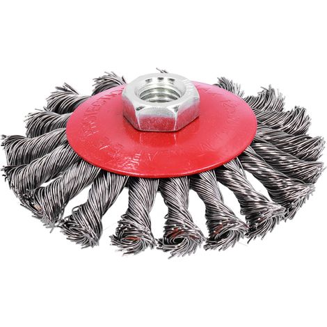 Brosse métallique torsadée, godet de meulage noué, outil d'élimination de la rouille et de la peinture, écrou M10x1,5, 4 pouces.