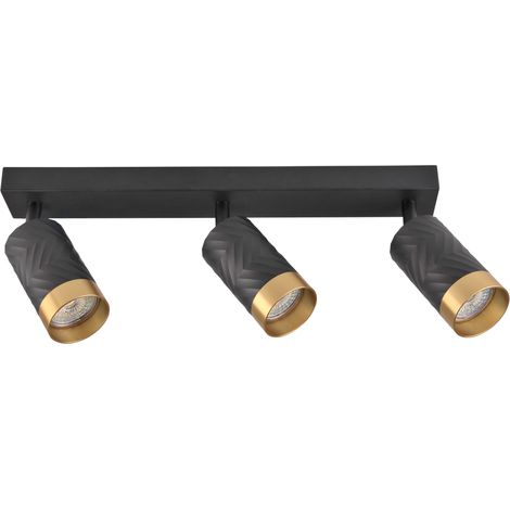 Applique/Plafoniera 3 faretti nero oro GU10 Arras Polux (1/5)
