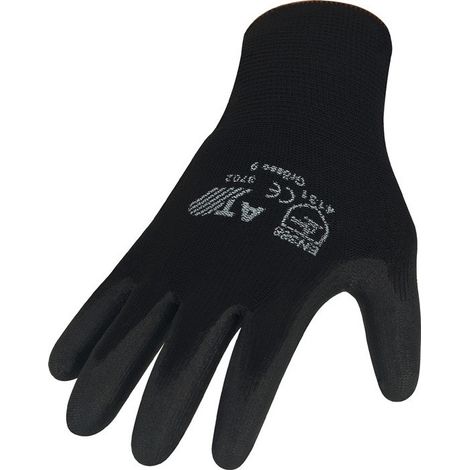 Guanti taglia 8 nero EN 388 PSA II nylon con PU ASATEX (Per 12)