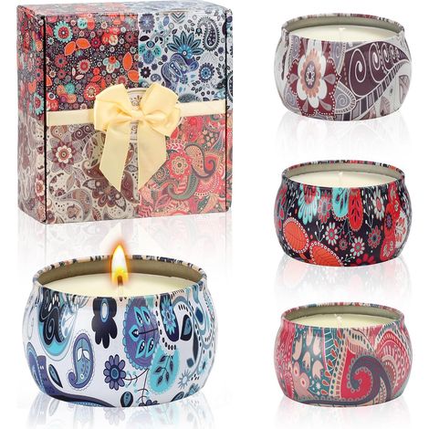 Bougies Parfumées en Cire de Soja Naturelle pour Cadeau Femme, Coffret Bougies Parfumées Cadeau d'Aromathérapie pour Soulager le Stress, Décoration pour Noël, Anniversaire, Yoga (B) (1/5)