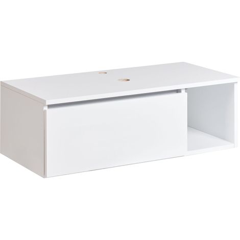 Mobile bagno sospeso a parete Fronte scanalato 2 ripiani 80 x 40 cm Bianco Rupanco (1/5)