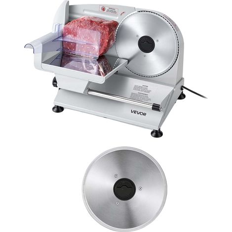 Cortadora de carne comercial Vevor, cortadora eléctrica de 10 pulgadas, 180 W, con cuchilla premium, corta en 65 minutos, gruesa (1/2)