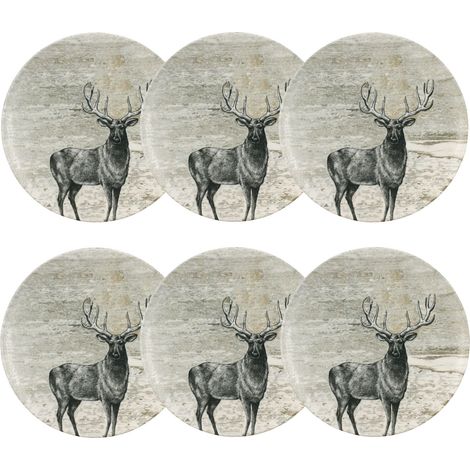 Lot de 6 assiettes plates en porcelaine 26cm, LACHAT