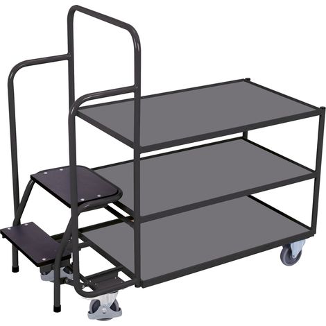 Cordes Kommissionierwagen niedrig mit 3 Ladeflächen RAL 7016 (1/3)