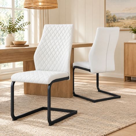 Set di 2 sedie da pranzo bianche e nere, schienale alto, 43 x 63 x 100 cm DESVIAE (1/5)