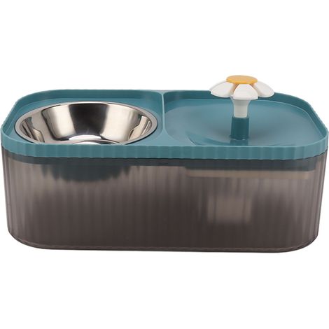 1 fontaine à eau pour chat, grande capacité, silencieuse, 2 en 1 distributeur d'eau et de croquettes, bleu (1/5)