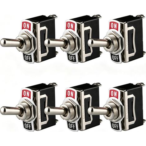 Interrupteur à Bascule 12V-24V-48V-110V/10A, 220V-230V/6A, SPST ON/OFF 2 Positions 2 Broches, pour Voiture Tableau de Bord Lumière (Pack de 6, Noir) (1/5)