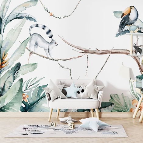Papier peint panoramique Enfants - Forêt tropicale - 195 cm x 136 cm (1/4)