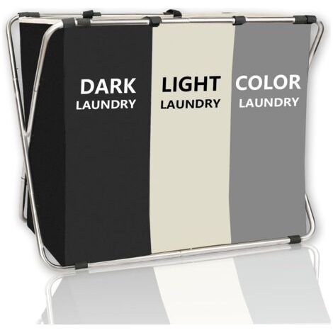 BUNTHAUS (3 sections, noir)Grand panier à linge pliable 180 L à 3 sections pour l'organisation de la buanderie, 71 x 53 x 38 cm, panier à linge sale pour chambre à coucher, organisateur de couvertures (1/5)