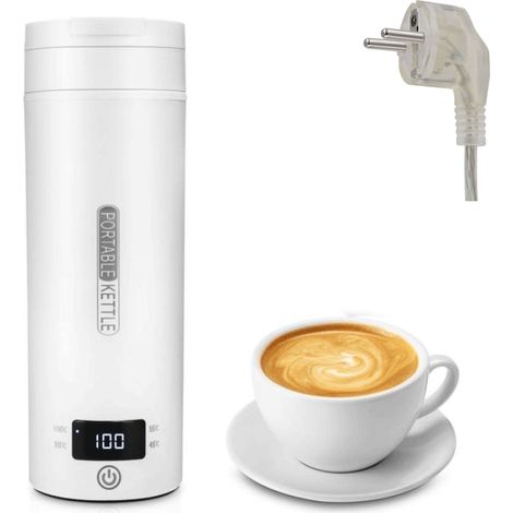 Bouilloire électrique portable - 500 ml - Petite bouilloire électrique - 300 W - Acier inoxydable 316, blanche (1/5)