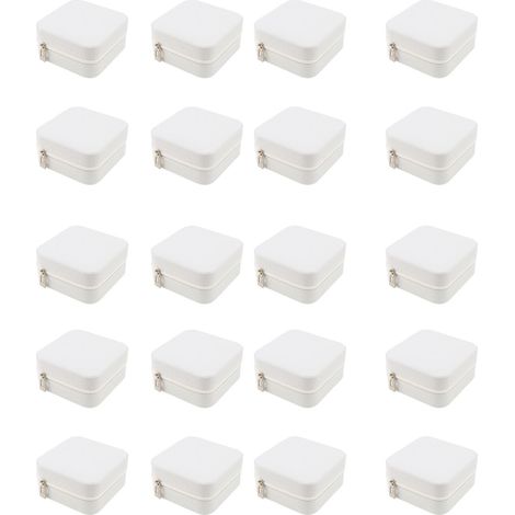Organisateur bijoux voyage petit mini étui portable PVC – Boîte stockage bagues boucles colliers blanc 20 pièces (1/2)