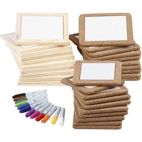 Set de dessous de plats - EASY KIT - Porcelaine blanche - Cadres amovibles - Décorables - 30 pièces