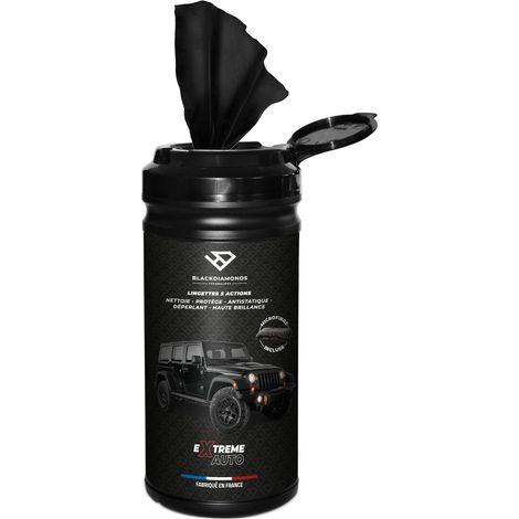 POT 80 LINGETTES SANS EAU BLACK DIAMONDS AVEC MICROFIBRE