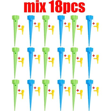 (MIX-18 pièces) Système d'irrigation goutte à goutte automatique réglable pour bouteilles d'eau, avec goutteur intégré, pour plantes d'intérieur et serres. (1/4)