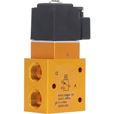 G1/2-Zoll-Magnetventil, 2 Positionen, 3-Wege, Betriebsdruck 0,1 bis 2,4 MPa, interne Führung, pneumatisch, DC 24 V (1/5)