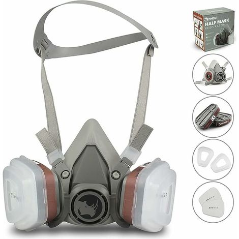 RHINO Face cover for paint, dust, particles, chemicals, polishing machine organic vapours, pollen and chemicals with filter cottons (1/5)